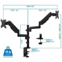 17 in. to 32 in. Dual Monitor Desk Mount for Screens by mount-it! -Electro Gear Shop mount it computer laptop accessories mi 4762 76 1000