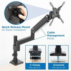 Single Monitor Desk Mount with USB and Multi-Media Ports for Monitors up to 34 in. by mount-it! -Electro Gear Shop mount it computer laptop accessories mi 4771 1f 1000