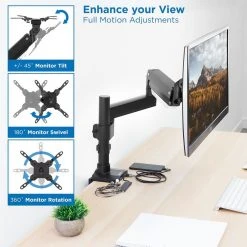 Single Monitor Desk Mount with USB and Multi-Media Ports for Monitors up to 34 in. by mount-it! -Electro Gear Shop mount it computer laptop accessories mi 4771 31 1000