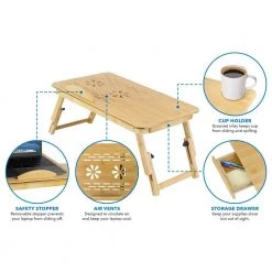 Bamboo Laptop Tray Bed Stand with Safety Adapter by mount-it! -Electro Gear Shop mount it computer laptop accessories mi 7212 4f 1000