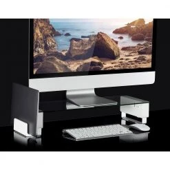 Tempered Glass and Aluminum Monitor Stand with USB Adapter by mount-it! -Electro Gear Shop mount it computer laptop accessories mi 7266 4f 1000