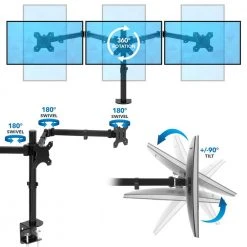 Full Motion Triple Monitor Desk Mount for 24 in. to 32 in. Monitors by mount-it! -Electro Gear Shop mount it computer laptop accessories mi 753xl 1f 1000