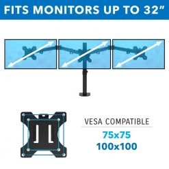 Full Motion Triple Monitor Desk Mount for 24 in. to 32 in. Monitors by mount-it! -Electro Gear Shop mount it computer laptop accessories mi 753xl 4f 1000