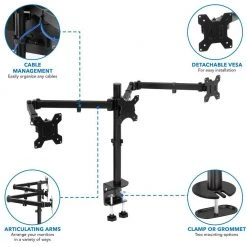 Full Motion Triple Monitor Desk Mount for 24 in. to 32 in. Monitors by mount-it! -Electro Gear Shop mount it computer laptop accessories mi 753xl 76 1000
