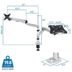 Full Motion Monitor Swiveling Arm Mount with Laptop Adapter by mount-it! -Electro Gear Shop mount it computer laptop accessories mi 75816 76 1000