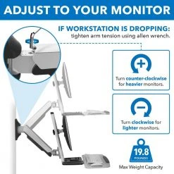 Wall Mounted Sit-Stand Single Monitor Workstation by mount-it! -Electro Gear Shop mount it computer laptop accessories mi 7905 44 1000