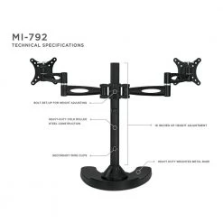 Full Motion Dual Computer Monitor Desk Stand for Screens up to 27 in. by mount-it! -Electro Gear Shop mount it computer laptop accessories mi 792 fa 1000