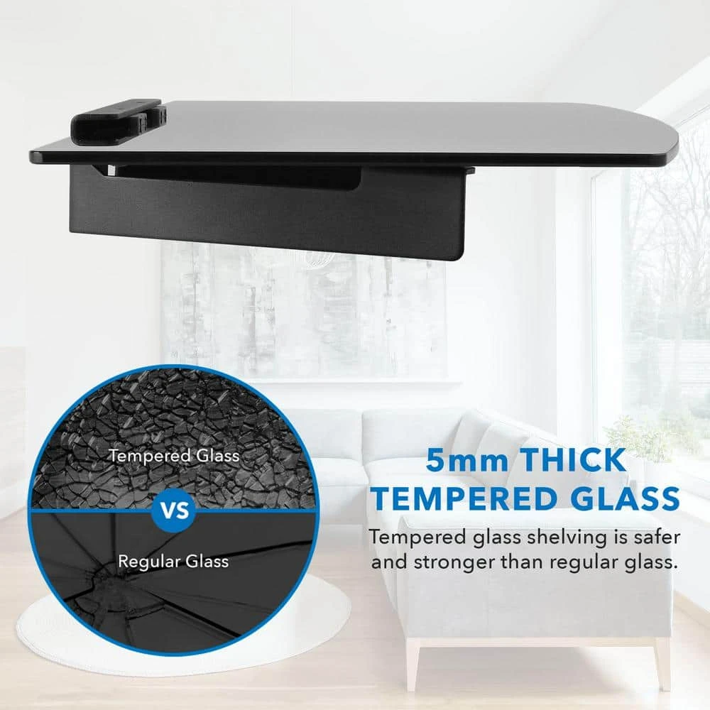 A/V Component Wall Mounted Glass Shelf by mount-it! 2 A/V Component Wall Mounted Glass Shelf by mount-it! - Image 2