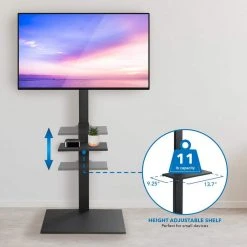 Mount-it! Height Adjustable TV Stand with Shelf for 23 in. and to 55 in. -Electro Gear Shop mount it tv mounts mi 1877 4f 1000