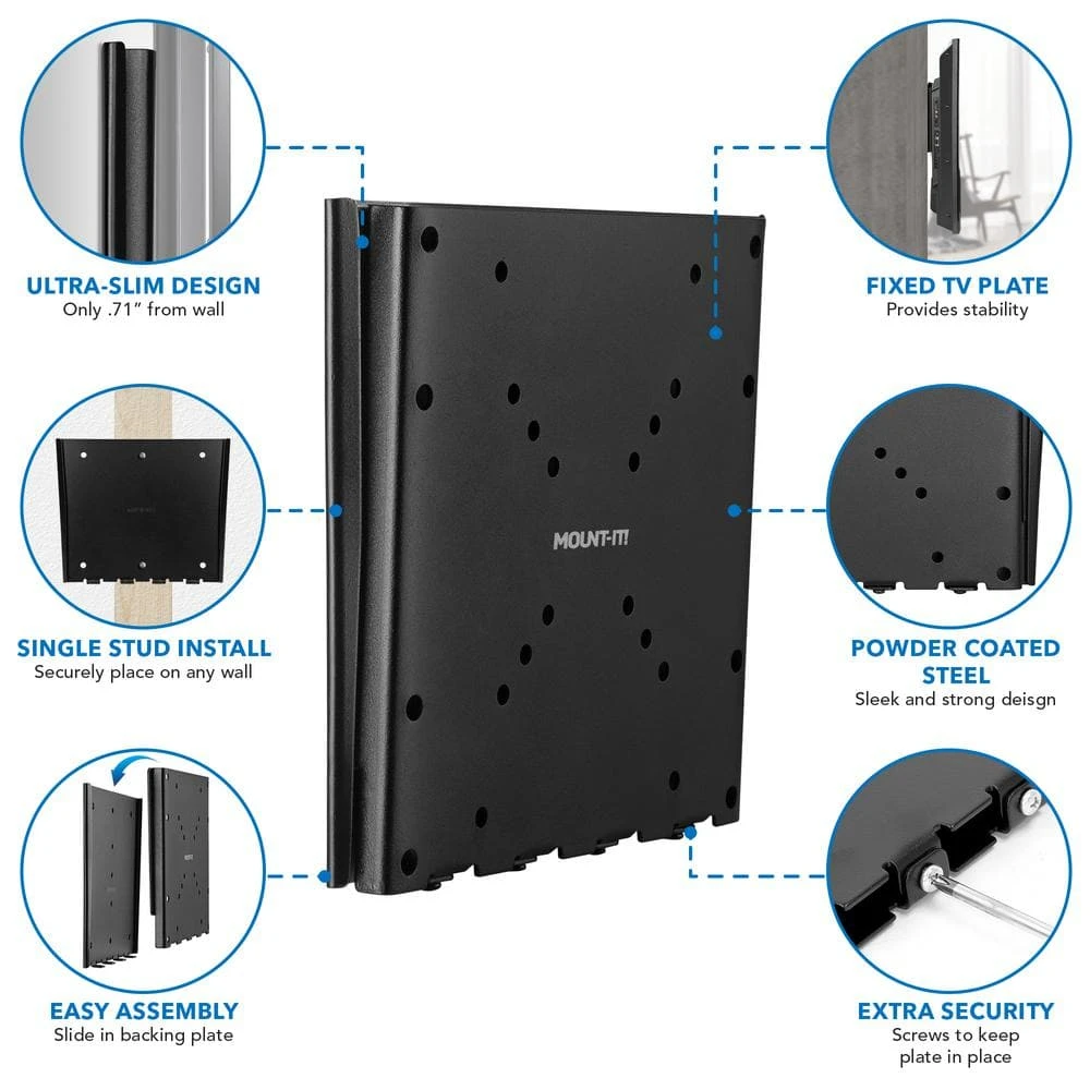 Low Profile Fixed TV Wall Mount for 23 in. and to 42 in. and Screens by mount-it! 4 Low Profile Fixed TV Wall Mount for 23 in. and to 42 in. and Screens by mount-it! - Image 4