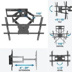 The Beast Heavy-Duty TV Wall mount-it! with Long Extension Arms for 60 in. to 110 in. Screens -Electro Gear Shop mount it tv mounts mi 394 1f 1000