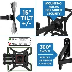 32 in. Full Motion Corner TV Wall Mount for Screens by mount-it! -Electro Gear Shop mount it tv mounts mi 407 1 c3 1000
