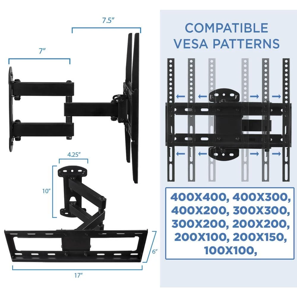 Full Motion Corner TV Wall Mount Extending Arm for 20 in. to 55 in. Screen Size by mount-it! 6 Full Motion Corner TV Wall Mount Extending Arm for 20 in. to 55 in. Screen Size by mount-it! - Image 6