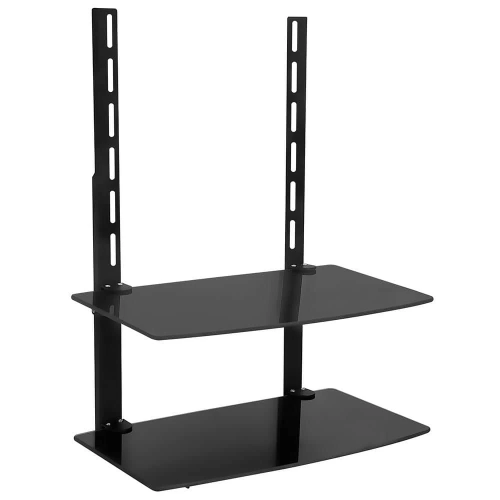 AV Component Dual Glass Shelf For Wall Mounted TV by mount-it! 1 AV Component Dual Glass Shelf For Wall Mounted TV by mount-it!