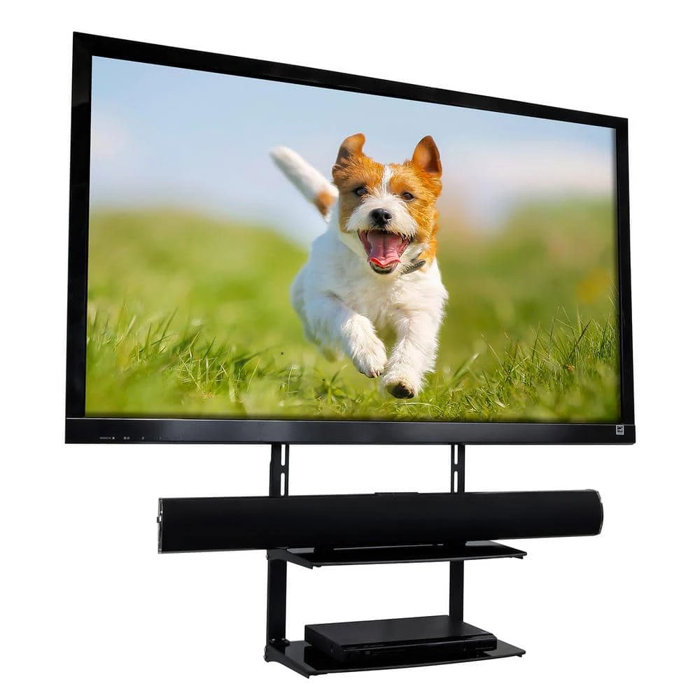 AV Component Dual Glass Shelf For Wall Mounted TV by mount-it! 2 AV Component Dual Glass Shelf For Wall Mounted TV by mount-it! - Image 2