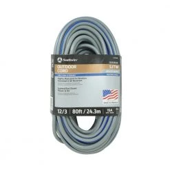 80 ft. 12/3 SJTW Outdoor Heavy-Duty Extension Cord with Power Light Plug in Gray/Navy by Southwire