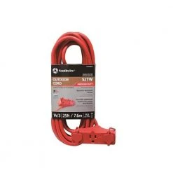 25 ft. 14/3 Outdoor Triple Outlet SJTW Extension Cord, Red by Southwire