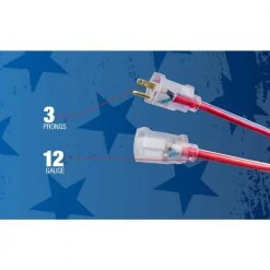 50 ft. 12/3 SJTW USA Outdoor Heavy-Duty Extension Cord with Power Light Plug by Southwire -Electro Gear Shop red white blue southwire general purpose cords 2548swusa1 1d 1000