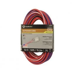 50 ft. 12/3 SJTW USA Outdoor Heavy-Duty Extension Cord with Power Light Plug by Southwire