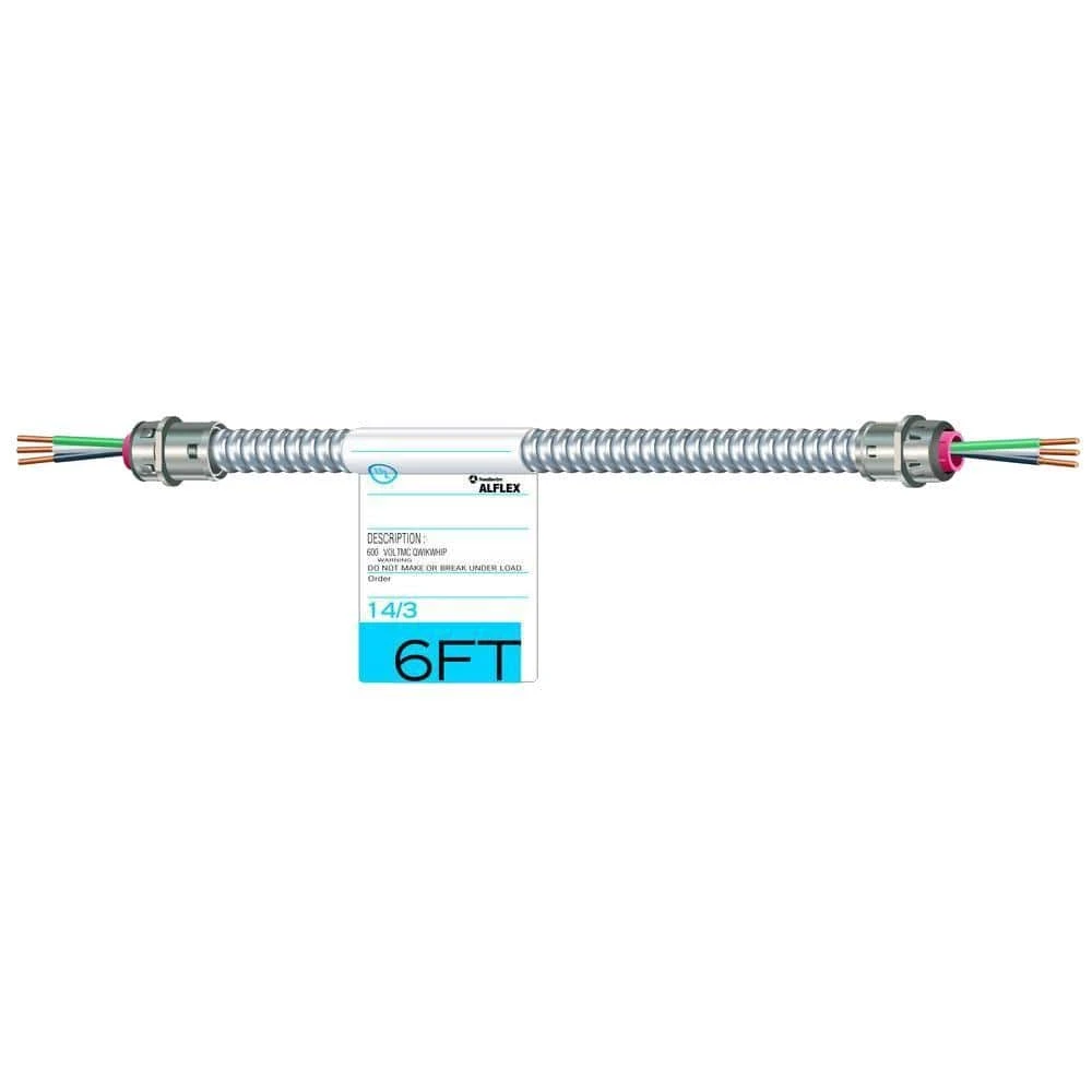 3/8 in. x 6 ft. 14/3 Solid CU Lighting Flexible Whip by Southwire 1 3/8 in. x 6 ft. 14/3 Solid CU Lighting Flexible Whip by Southwire