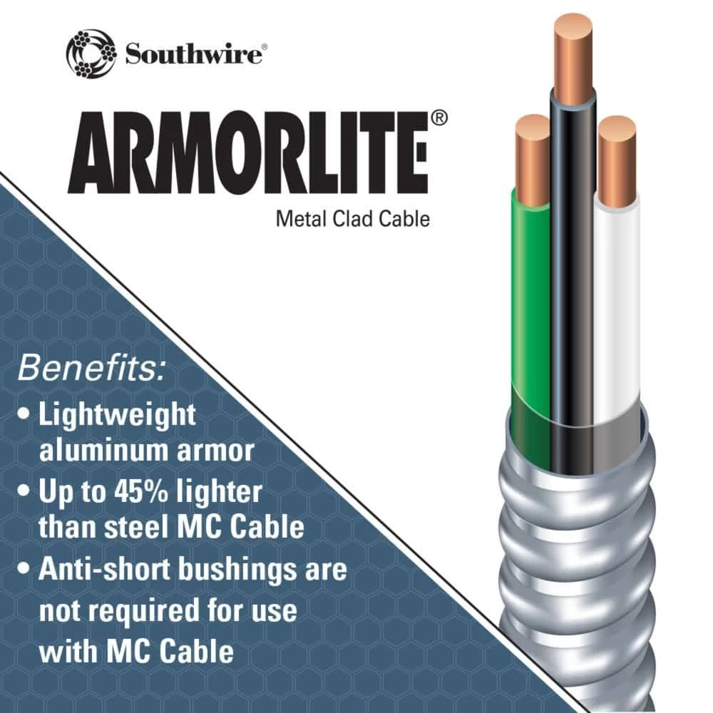 14/2 x 250 ft. Solid CU MC (Metal Clad) Armorlite Cable by Southwire 2 14/2 x 250 ft. Solid CU MC (Metal Clad) Armorlite Cable by Southwire - Image 2