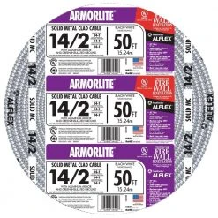 14/2 x 50 ft. Solid CU MC (Metal Clad) Armorlite Cable by Southwire
