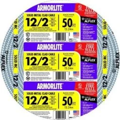 12/2 x 50 ft. Solid CU MC (Metal Clad) Armorlite Cable by Southwire