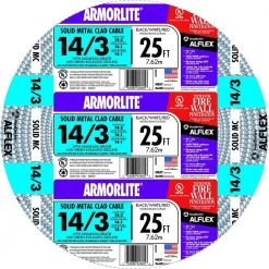 14/3 x 25 ft. Solid CU MC (Metal Clad) Armorlite Cable by Southwire