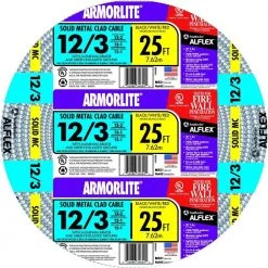12/3 x 25 ft. Solid CU MC (Metal Clad) Armorlite Cable by Southwire