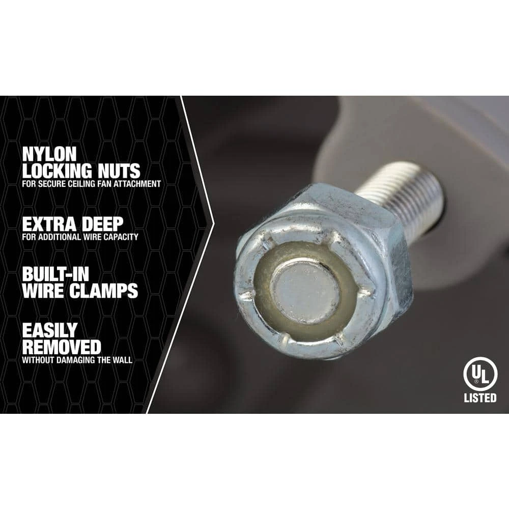 Smart Box Adjustable Depth 75 lbs. Light Fixture Support/50 lbs. Ceiling Fan Support by Southwire 5 Smart Box Adjustable Depth 75 lbs. Light Fixture Support/50 lbs. Ceiling Fan Support by Southwire - Image 5