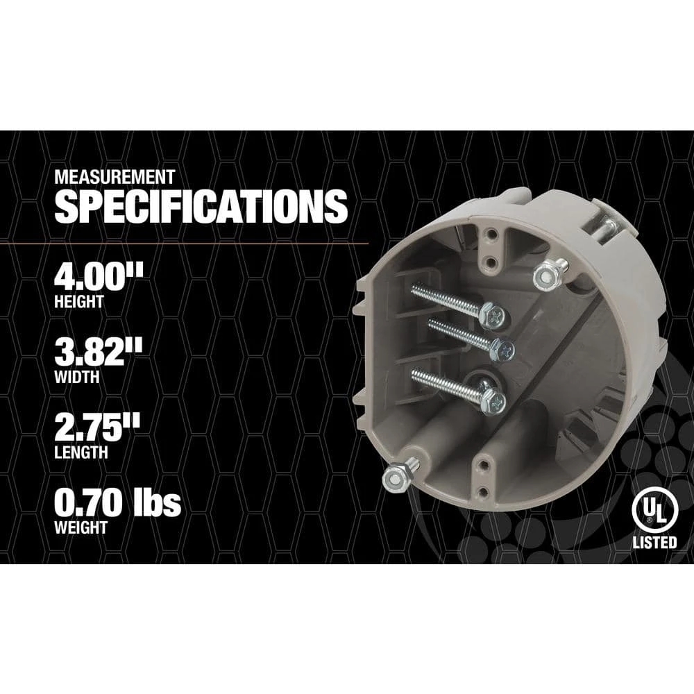 Smart Box Adjustable Depth 75 lbs. Light Fixture Support/50 lbs. Ceiling Fan Support by Southwire 7 Smart Box Adjustable Depth 75 lbs. Light Fixture Support/50 lbs. Ceiling Fan Support by Southwire - Image 7