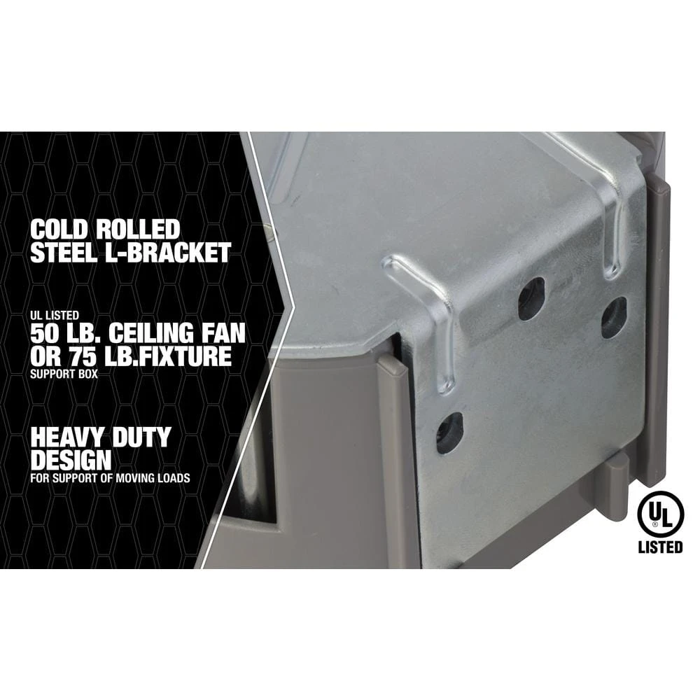 Smart Box Adjustable Depth 75 lbs. Light Fixture Support/50 lbs. Ceiling Fan Support by Southwire 4 Smart Box Adjustable Depth 75 lbs. Light Fixture Support/50 lbs. Ceiling Fan Support by Southwire - Image 4