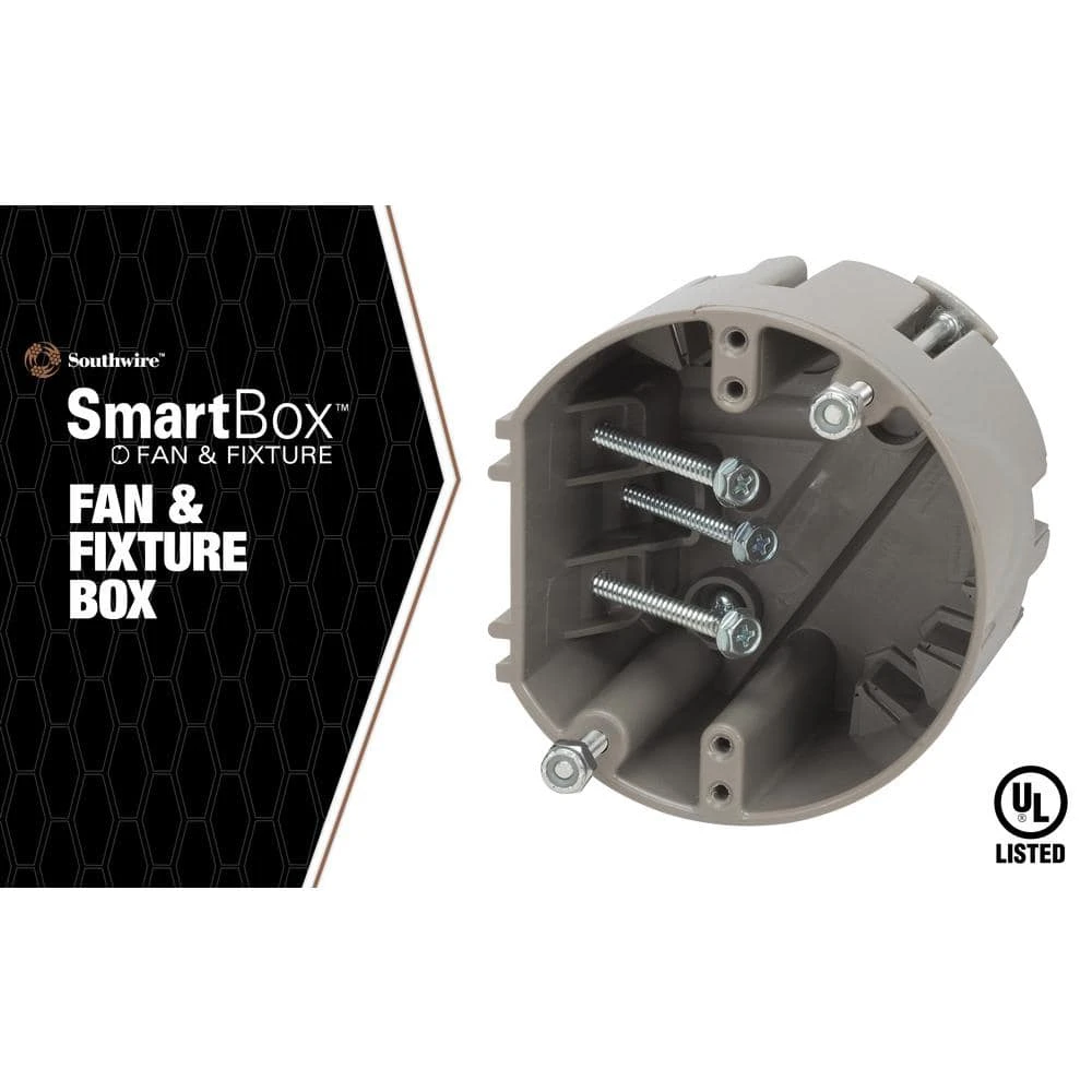 Smart Box Adjustable Depth 75 lbs. Light Fixture Support/50 lbs. Ceiling Fan Support by Southwire 2 Smart Box Adjustable Depth 75 lbs. Light Fixture Support/50 lbs. Ceiling Fan Support by Southwire - Image 2