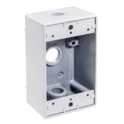 1/2 in. Weatherproof 3-Hole Single Gang White Box (25-Pack) by Southwire