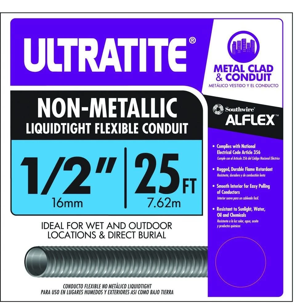 1/2 in. x 25 ft. Ultratite Liquidtight Flexible Non-Metallic PVC Conduit by Southwire 1 1/2 in. x 25 ft. Ultratite Liquidtight Flexible Non-Metallic PVC Conduit by Southwire