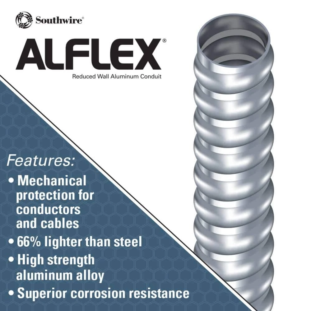 3-1/2 in. x 25 ft. Alflex RWA Metallic Aluminum Flexible Conduit by Southwire 2 3-1/2 in. x 25 ft. Alflex RWA Metallic Aluminum Flexible Conduit by Southwire - Image 2