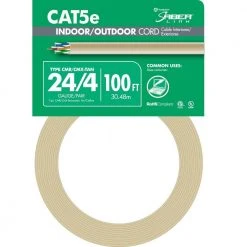 100 ft. Tan 24/4 CAT5e CMR-CMX Indoor/Outdoor Data Cable by Southwire
