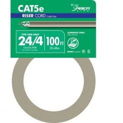 100 ft. Gray 24/4 Solid CU CAT5e CMR (Riser) Data Cable by Southwire
