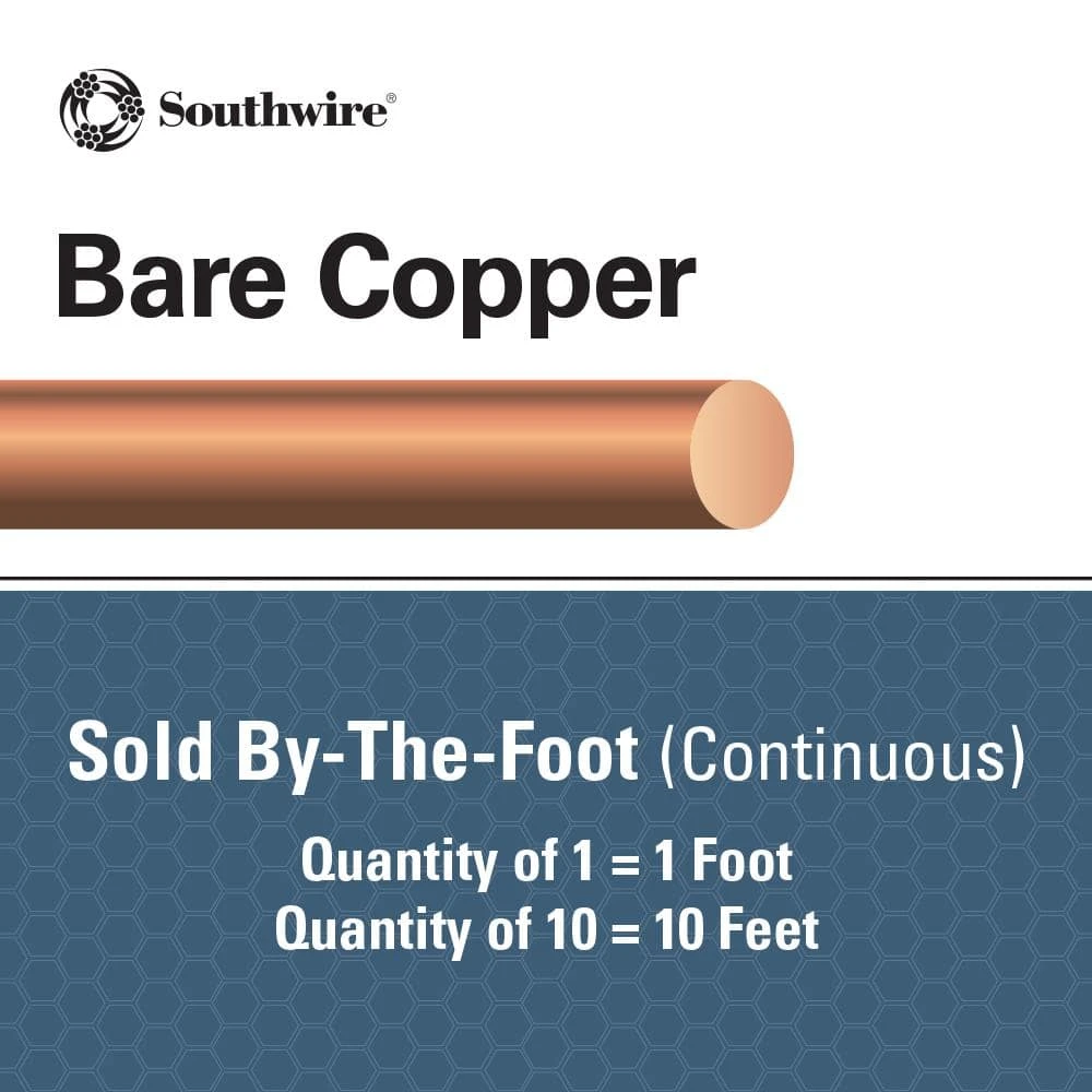(By-the-Foot) 4-Gauge Solid SD Bare Copper Grounding Wire by Southwire 2 (By-the-Foot) 4-Gauge Solid SD Bare Copper Grounding Wire by Southwire - Image 2