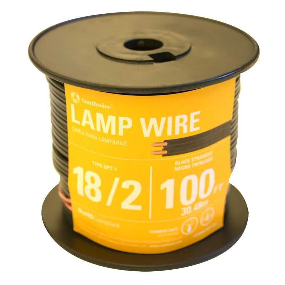 100 ft. 18/2 Black Stranded CU SPT-1 Lamp Wire by Southwire 2 100 ft. 18/2 Black Stranded CU SPT-1 Lamp Wire by Southwire - Image 2