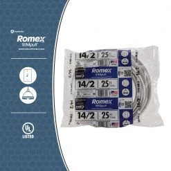 25 ft. 14/2 Solid Romex SIMpull CU NM-B W/G Wire by Southwire -Electro Gear Shop southwire nm wires 28827421 a0 1000