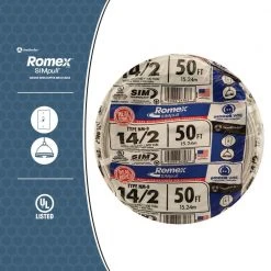50 ft. 14/2 Solid Romex Simpull CU NM-B W/G Wire by Southwire -Electro Gear Shop southwire nm wires 28827422 a0 1000