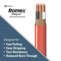 25 ft. 10/2 Solid Romex SIMpull CU NM-B W/G Wire by Southwire -Electro Gear Shop southwire nm wires 28829021 40 1000