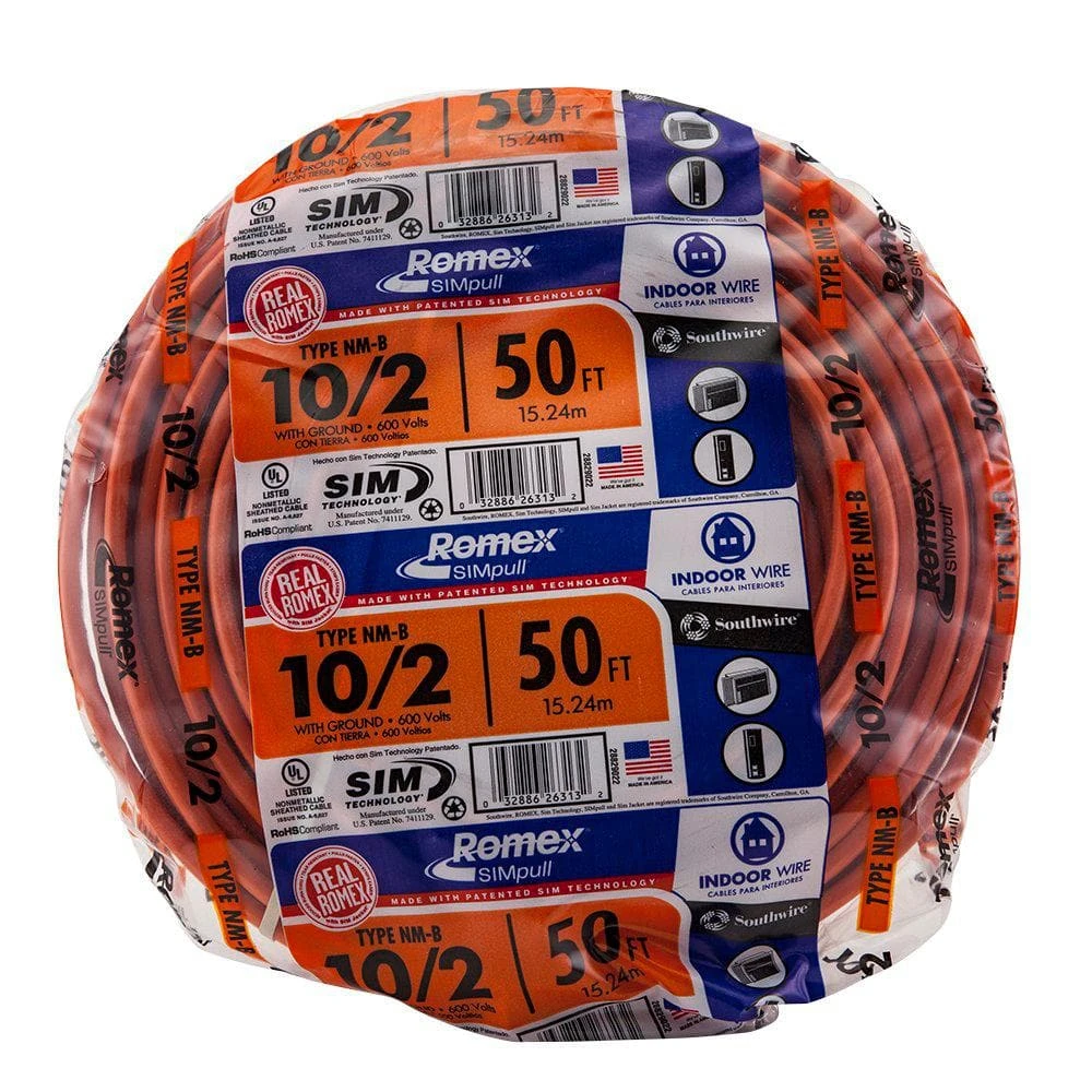 50 ft. 10/2 Solid Romex Simpull CU NM-B W/G Wire by Southwire 5 50 ft. 10/2 Solid Romex Simpull CU NM-B W/G Wire by Southwire - Image 5