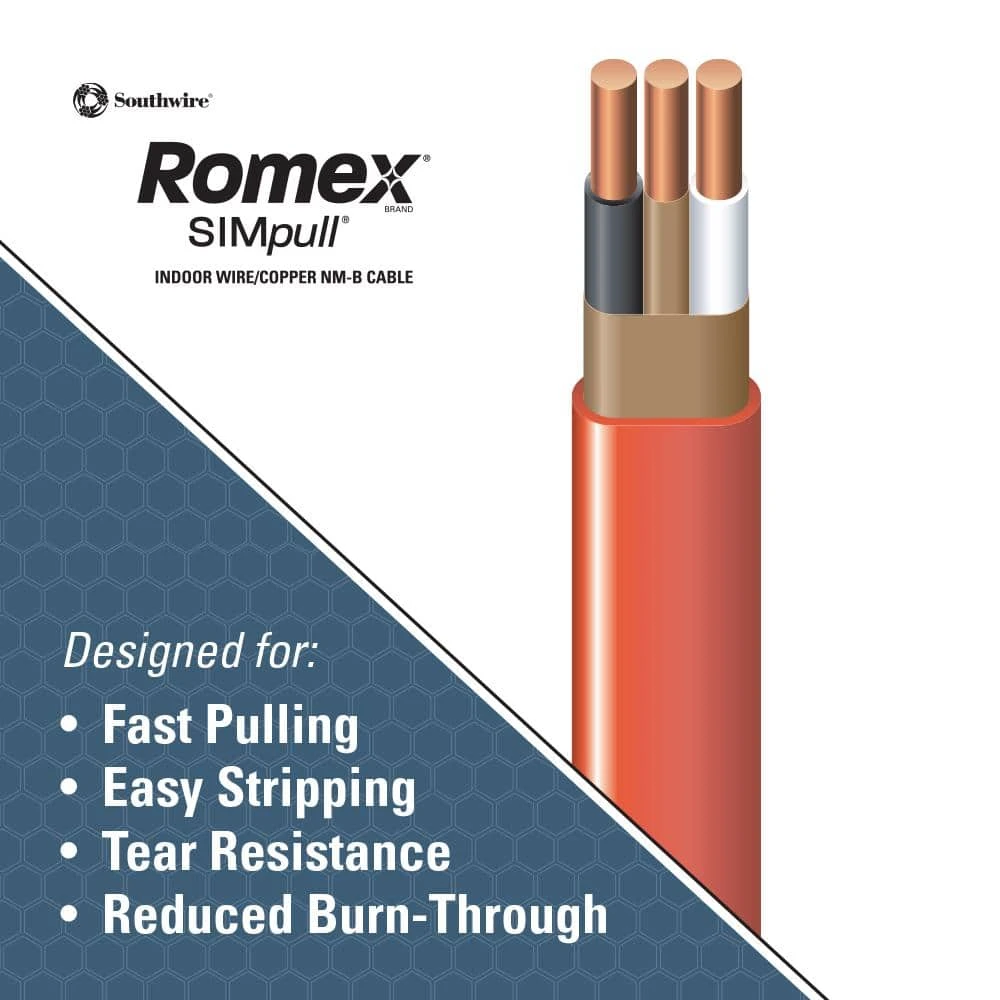 100 ft. 10/2 Orange Solid Romex Simpull CU NM-B W/G Wire by Southwire 3 100 ft. 10/2 Orange Solid Romex Simpull CU NM-B W/G Wire by Southwire - Image 3