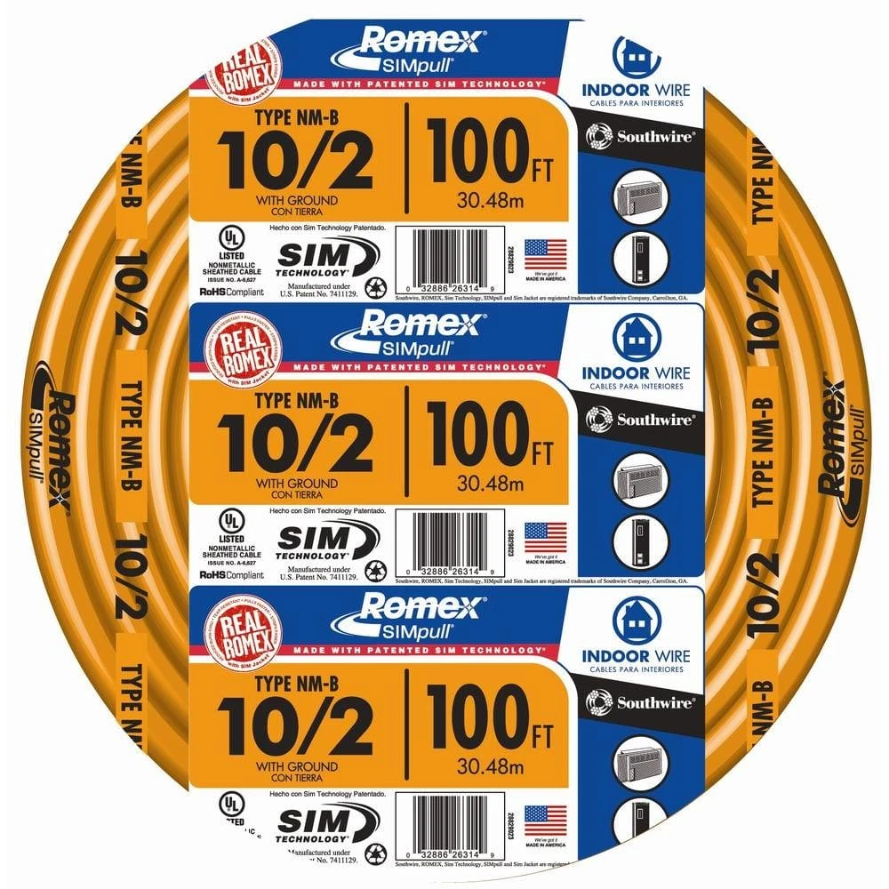 100 ft. 10/2 Orange Solid Romex Simpull CU NM-B W/G Wire by Southwire 1 100 ft. 10/2 Orange Solid Romex Simpull CU NM-B W/G Wire by Southwire