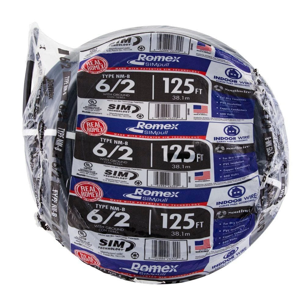 125 ft. 6/2 Stranded Romex SIMpull CU NM-B W/G Wire by Southwire 4 125 ft. 6/2 Stranded Romex SIMpull CU NM-B W/G Wire by Southwire - Image 4