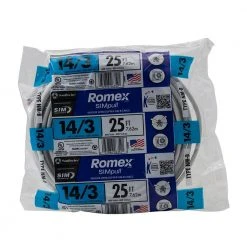 25 ft. 14/3 Solid Romex SIMpull CU NM-B W/G Wire by Southwire -Electro Gear Shop southwire nm wires 63946821 1d 1000