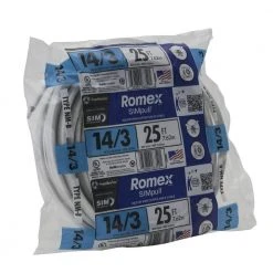 25 ft. 14/3 Solid Romex SIMpull CU NM-B W/G Wire by Southwire -Electro Gear Shop southwire nm wires 63946821 66 1000
