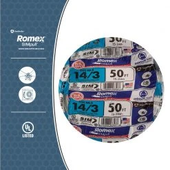 50 ft. 14/3 Solid Romex SIMpull CU NM-B W/G Wire by Southwire -Electro Gear Shop southwire nm wires 63946822 a0 1000